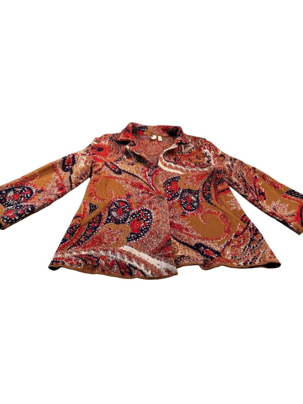 Moth Anthropologie Intarsia Retro Paisley Blazer Cardigan Womens Knit Jacket